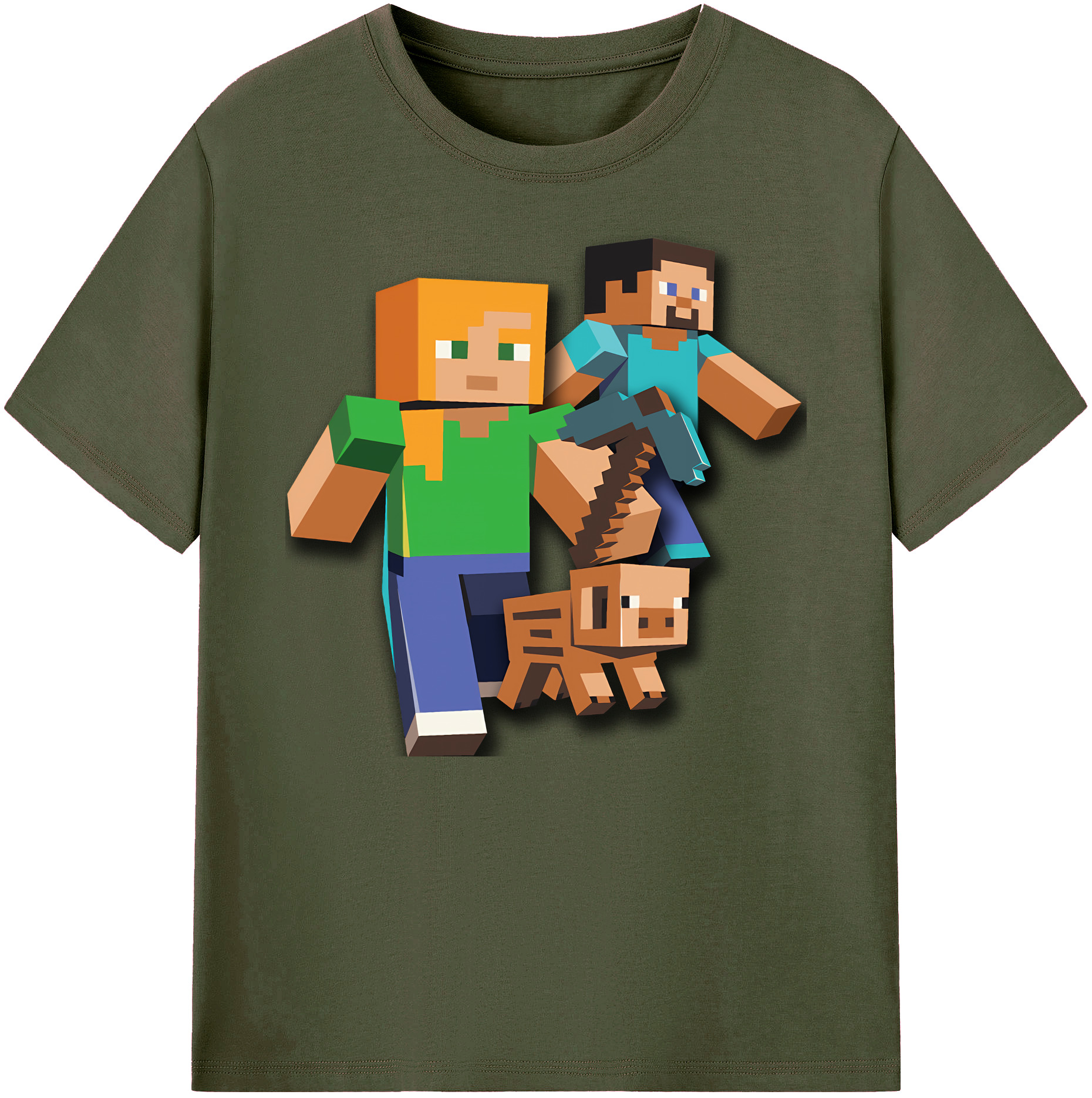 （画像用） マインクラフト ブロックの世界 Minecraft MC Block world 綿100％ メンズ半袖Tシャツ｜肌触りやわらか＆通気性